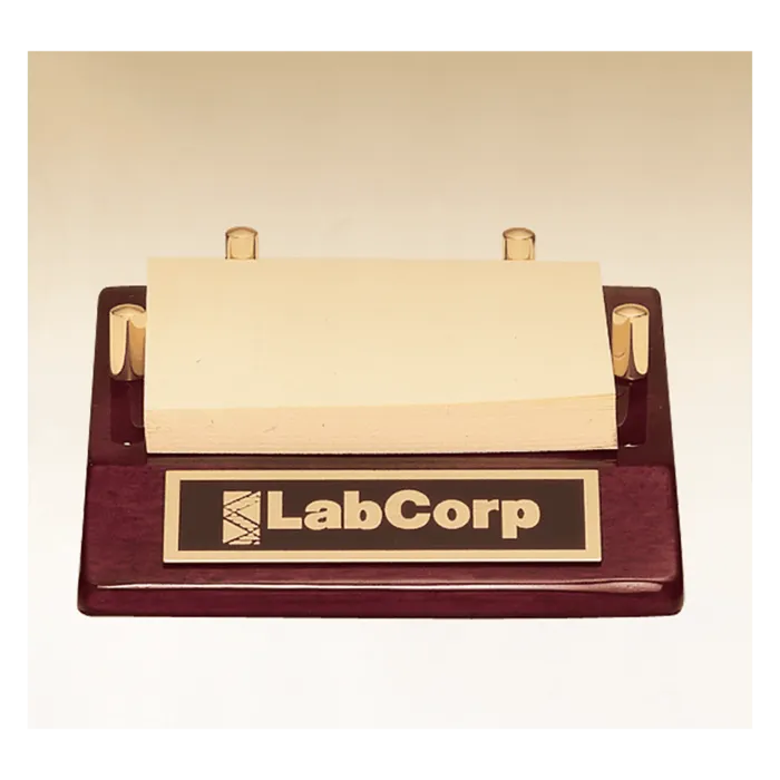 4 1/2" x 3 7/8" Rosewood Piano Finish Post-It Note Holder with Black Plate
