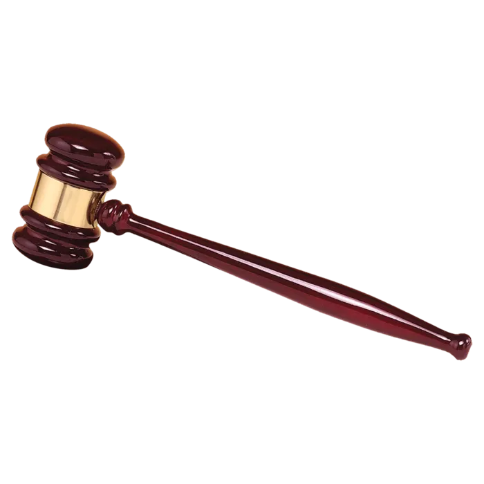 10" Rosewood Piano Finish Gavel with a Gold Gavel Band