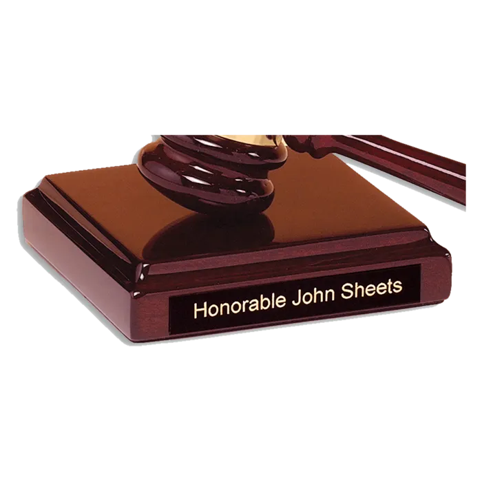 4 1/2" x 4 1/2" Rosewood Piano Finish Sounding Block with Black Plate for Personalization (Gavel Sold Separately)