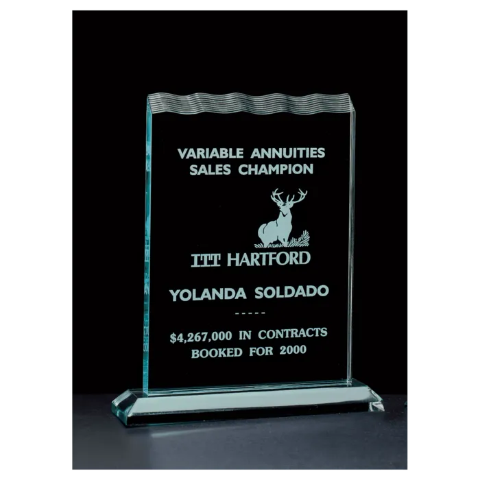 7 1/2" x 9 1/4" Tidal Series Jade Acrylic Award