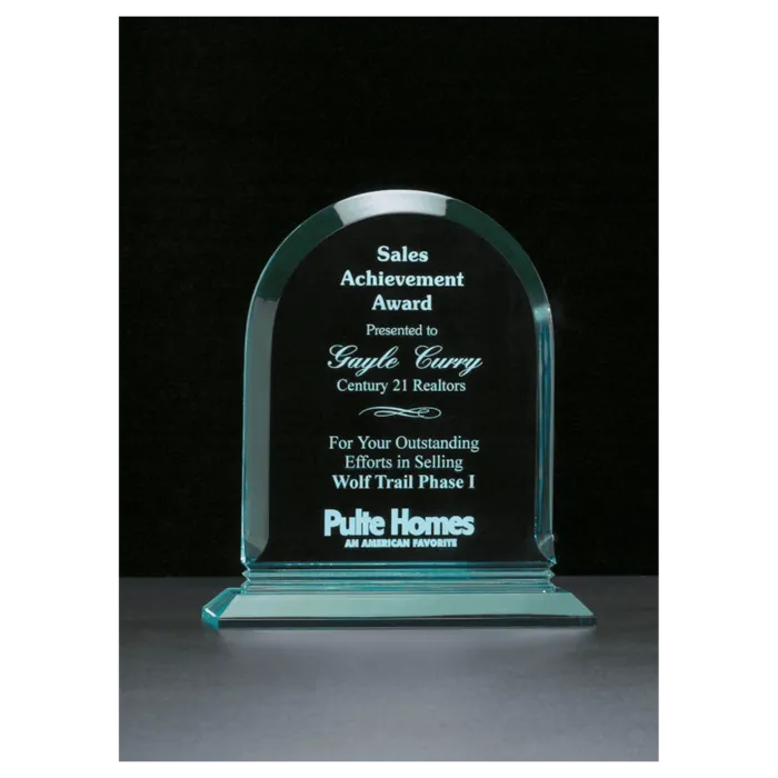 8 1/2" x 9 3/4" Arch Series Jade Acrylic Award