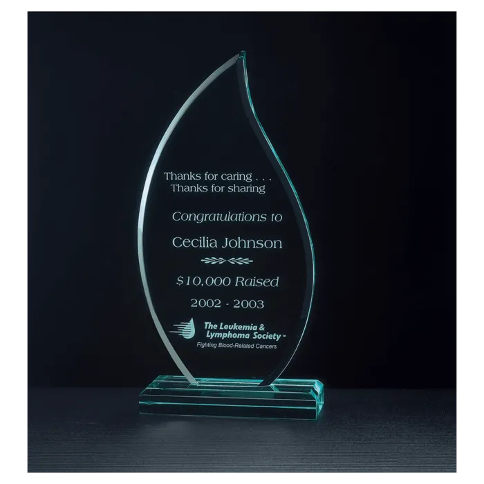 4 1/4" x 8 3/4" Flame Series Jade Acrylic Award