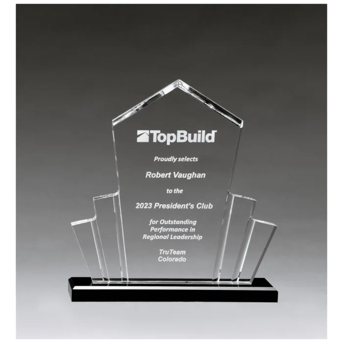 10" x 10 3/4" Large Tower Spotlight Clear Acrylic with Black Acrylic Base.