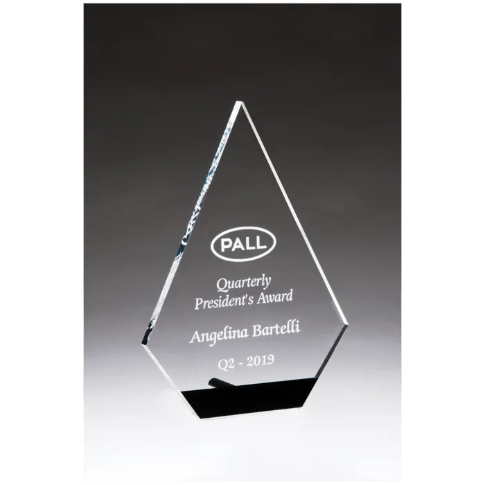 5" x 7" Diamond Series Clear Acrylic with Black Accent and Silver Post