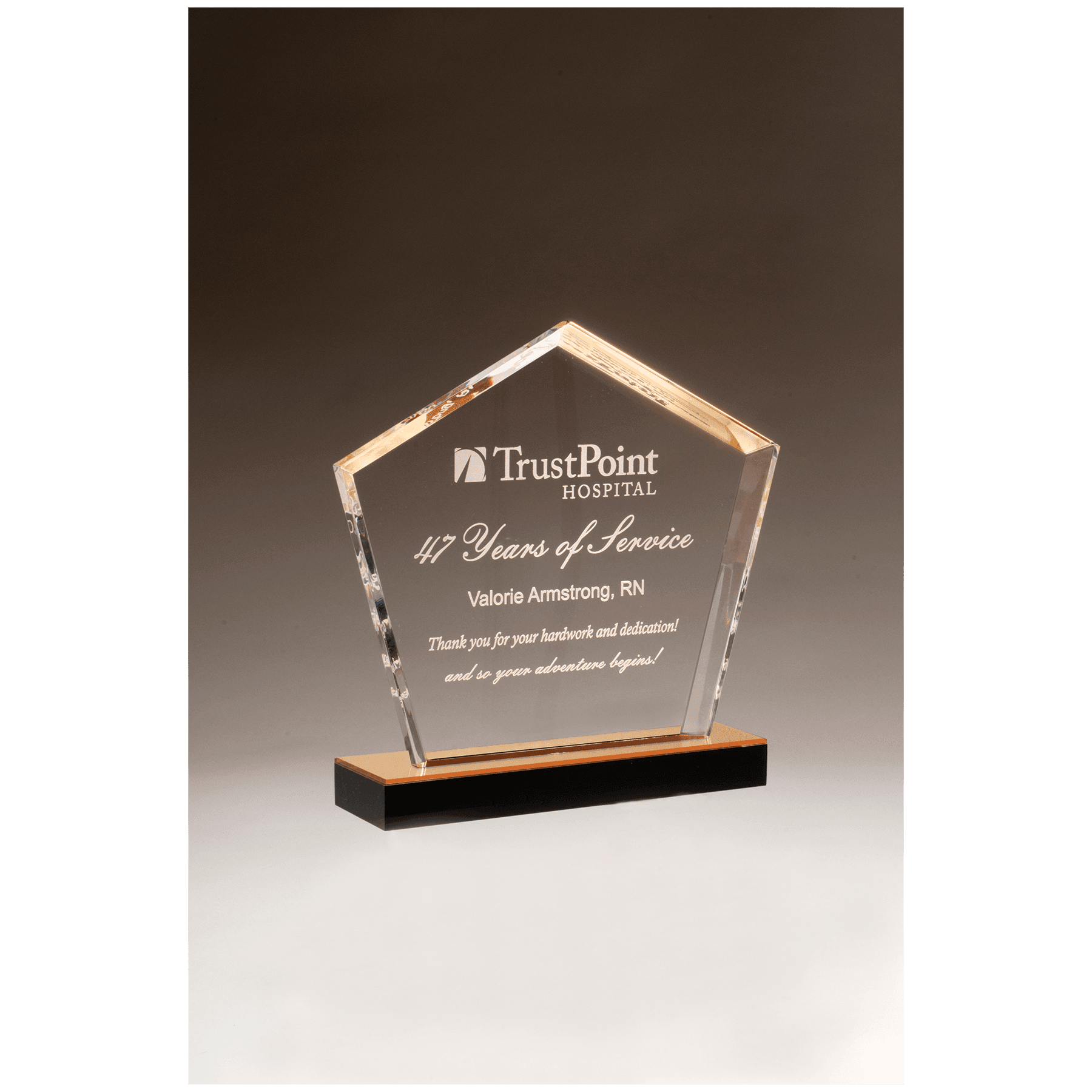 Diamond series acrylic award with gold accent