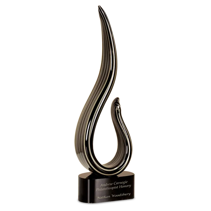 15" Black & Gold Curve Art Glass