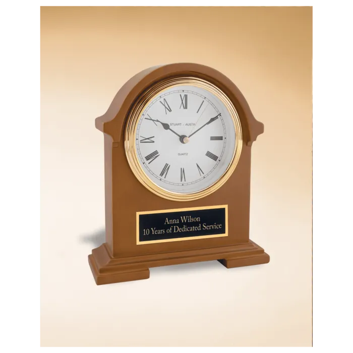 7 1/2" x 8 1/2" Napolean Clock,Traditional Style, Deep Hand Rubbed Mahogany Finish with Black Plate