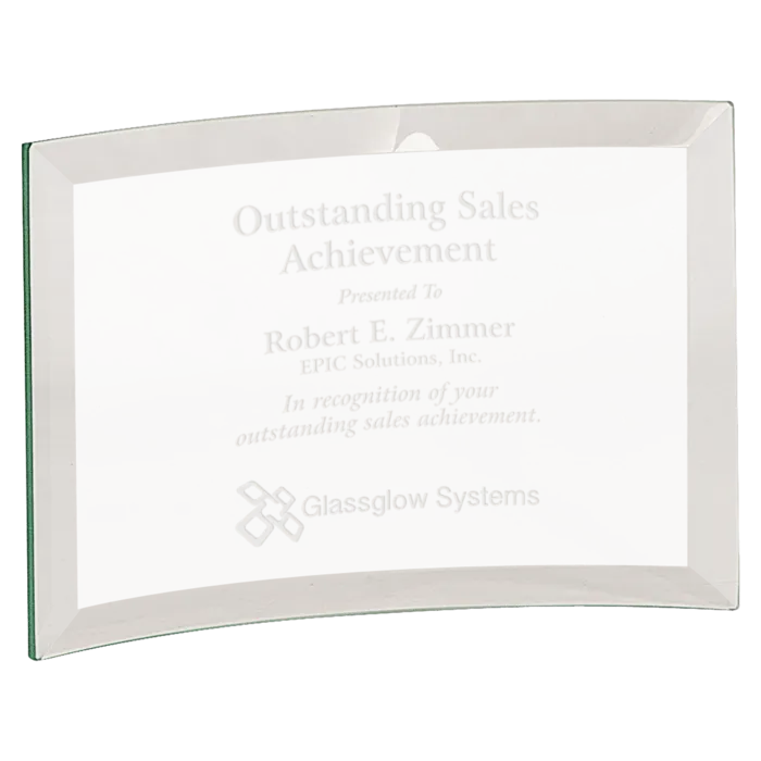 6" x 4" x 1/4" Beveled Jade Glass Crescent