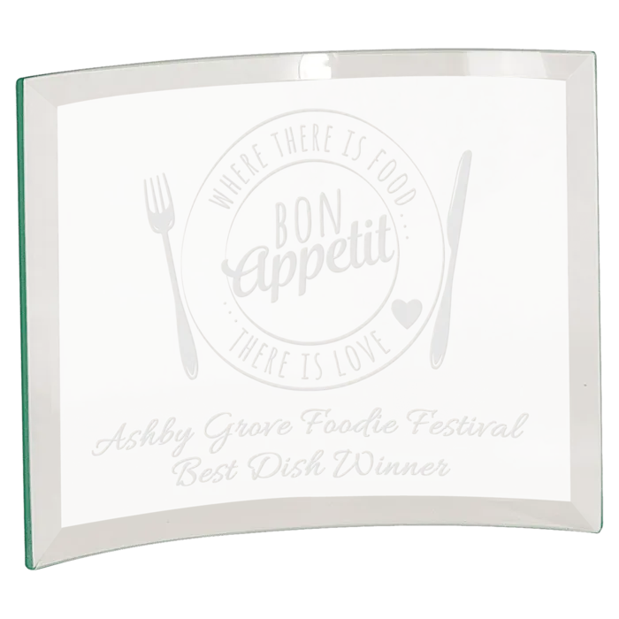 8" x 6" x 1/4" Beveled Jade Glass Crescent