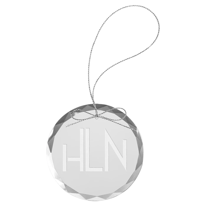 3 1/4" Clear Round Glass Ornament with Silver String