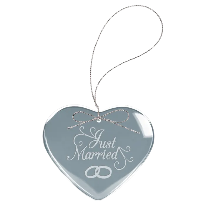 3" Clear Heart Glass Ornament with Silver String