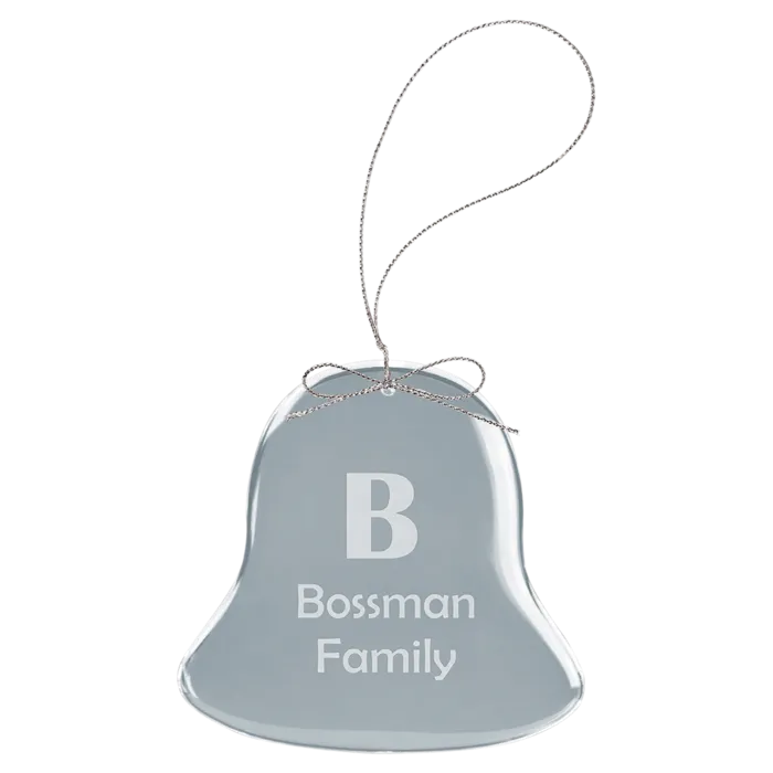 3" Clear Bell Glass Ornament with Silver String