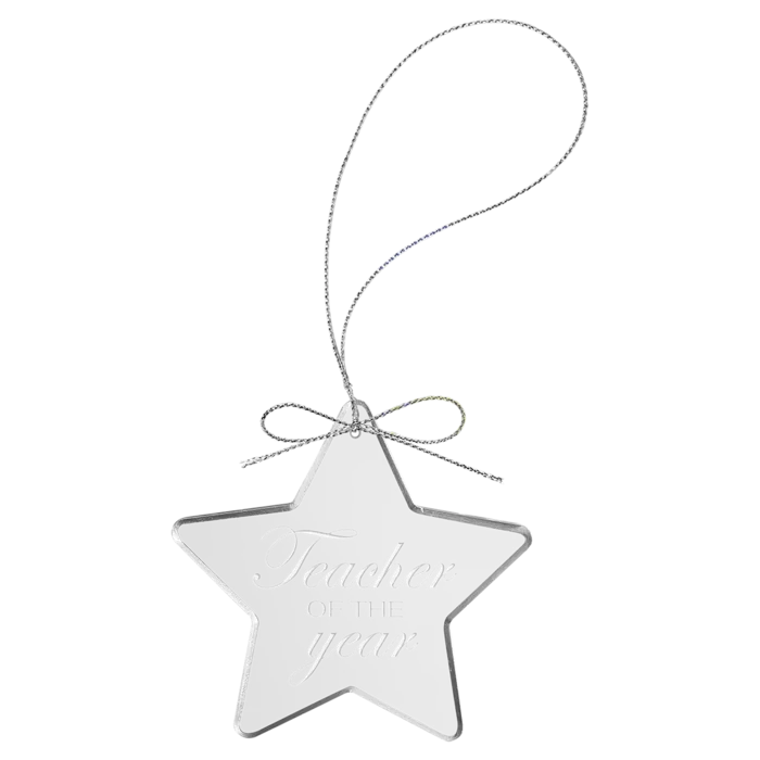 3 1/4" Clear Star Glass Ornament with Silver String