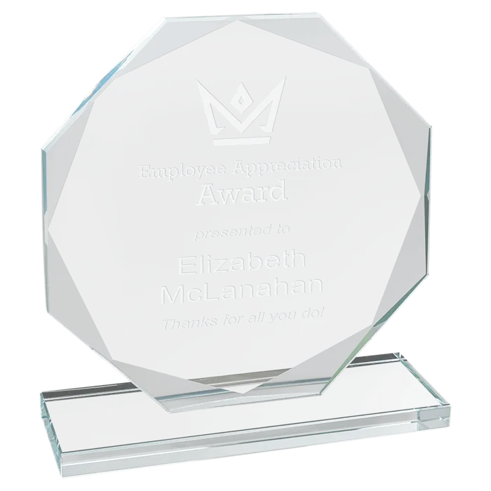 6" Octagon Clear Glass Award