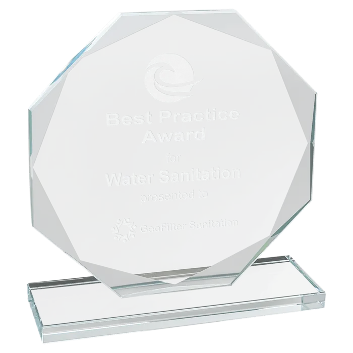 6 1/2" Octagon Clear Glass Award