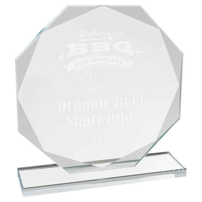 7 1/2" Octagon Clear Glass Award