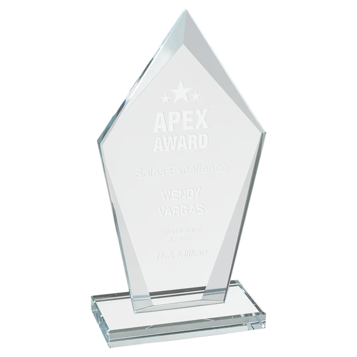 6 3/4" Diamond Clear Glass Award