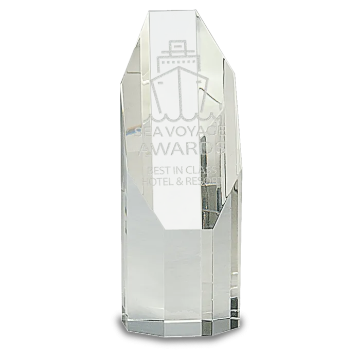 6" Clear Octagon Slant-Top Crystal Tower