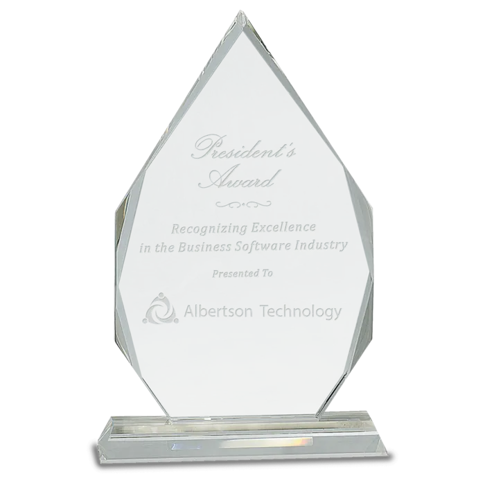 10 1/2" Crystal Diamond on Clear Pedestal Base