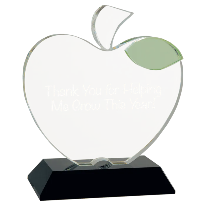 5 1/2" x 6 1/4" Crystal Apple on Black Base