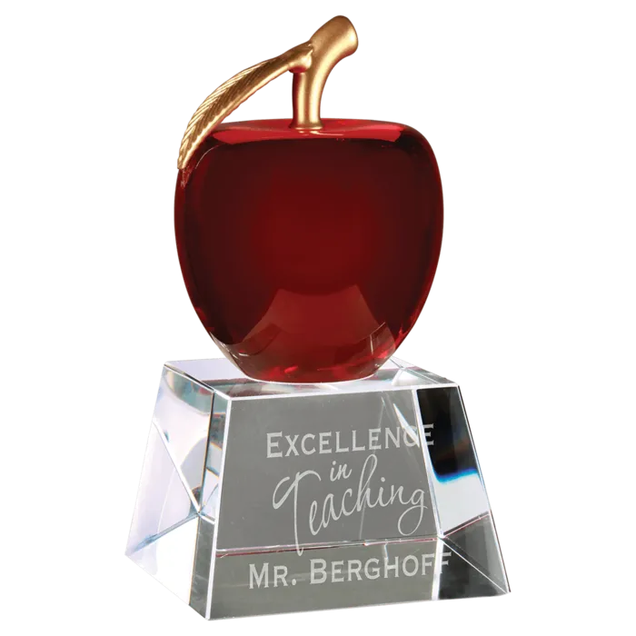 6" Red Crystal Apple with Clear Base