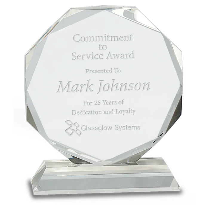 6" Clear Crystal Octagon on Clear Pedestal Base