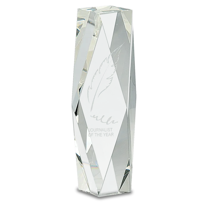 8" Clear Crystal Facet Tower
