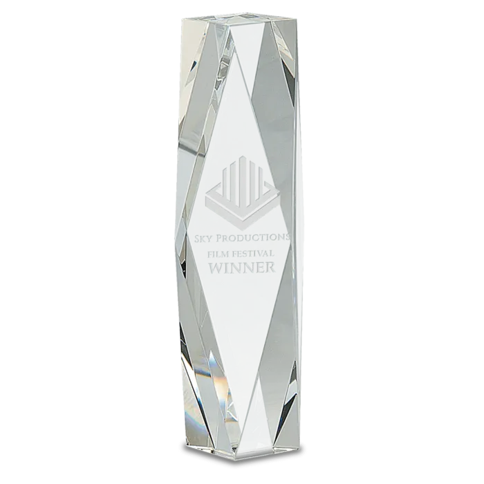 10" Clear Crystal Facet Tower