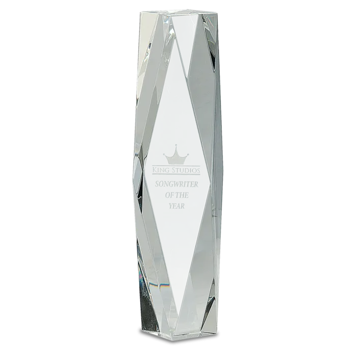 12" Clear Crystal Facet Tower