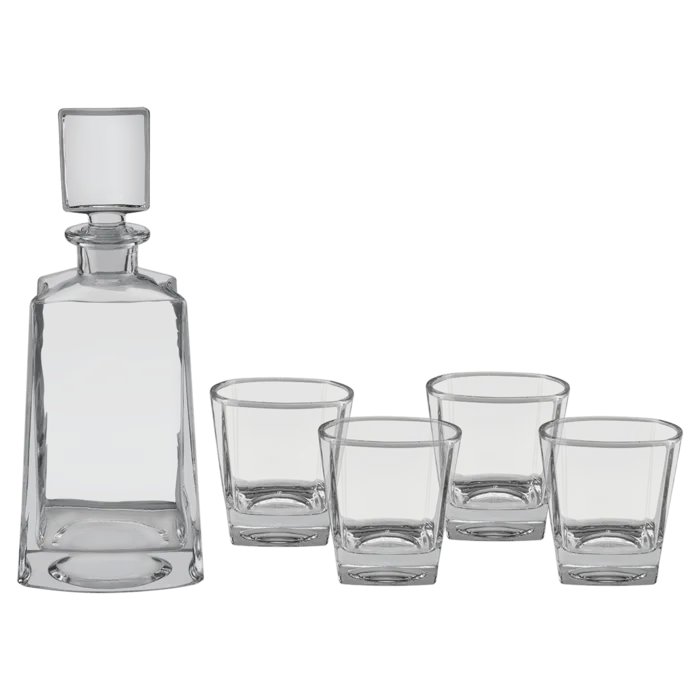 Polar Camel 750 mL 12" Tequila Decanter Set with Four 8 oz. Glasses in a Black Gift Box with Printed Paper Sleeve