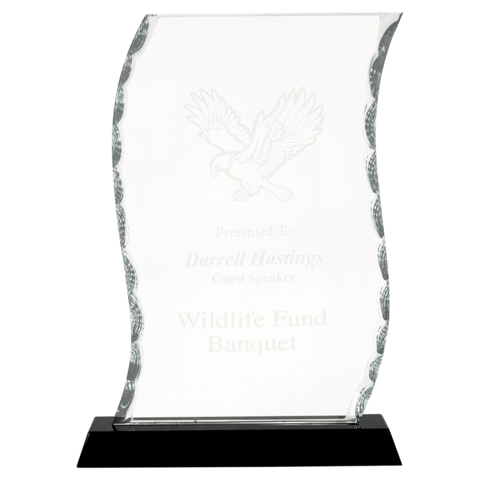8 1/4" Scroll Facet Glass on Black Base