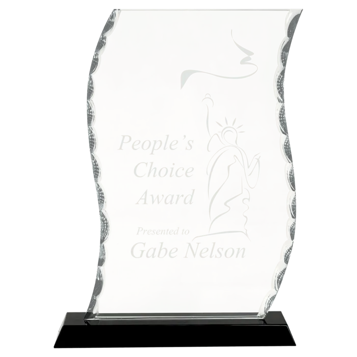 9 1/2" Scroll Facet Glass on Black Base