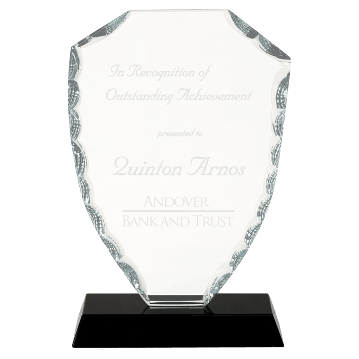 6 1/2" Shield Facet Glass on Black Base