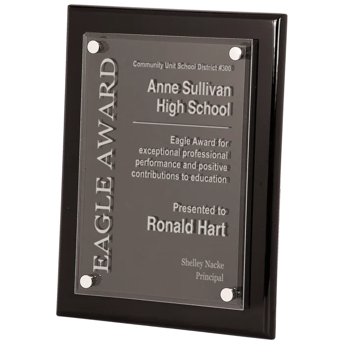 9" x 12" Piano Finish Floating Acrylic Plaque
