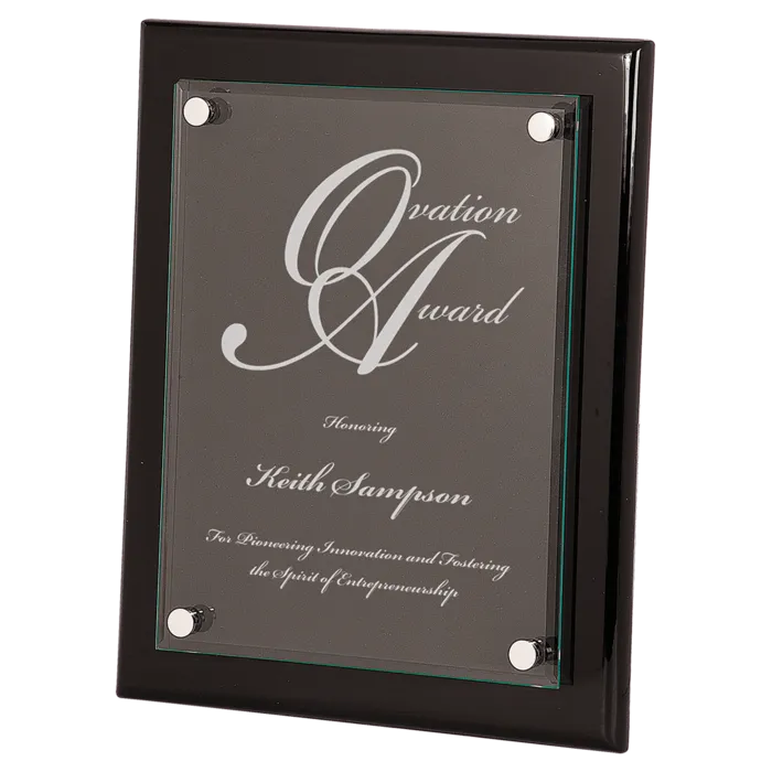 10 1/2" x 13" Piano Finish Floating Glass Plaque