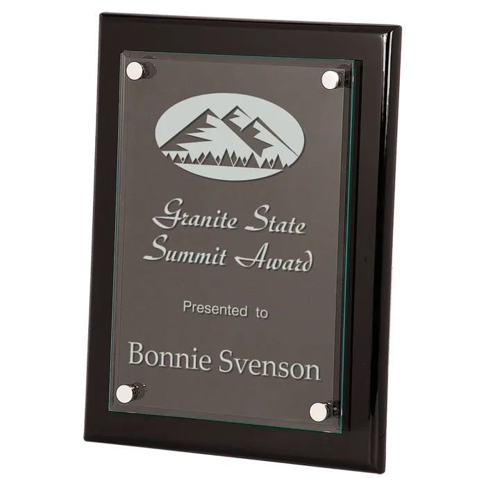 9" x 12" Piano Finish Floating Glass Plaque
