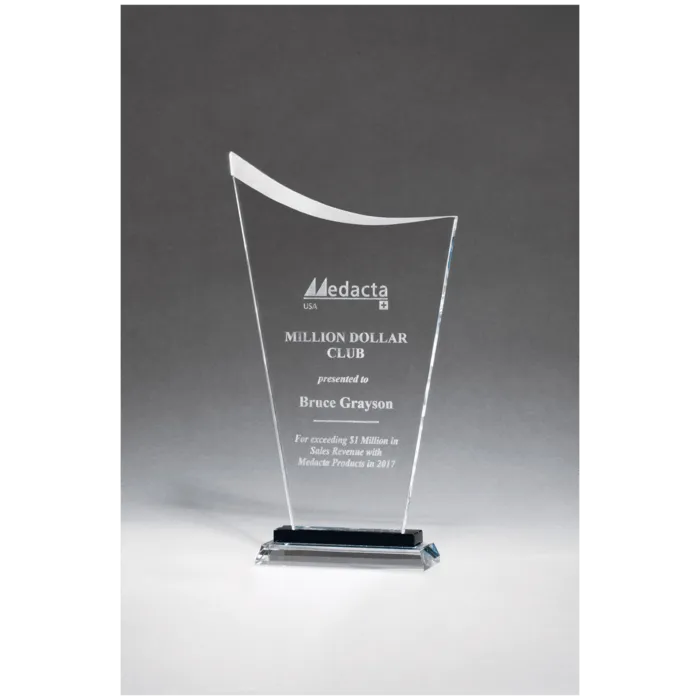 5 1/2" x 10 1/2" Contemporary Clear Glass Award with Pedestal Base