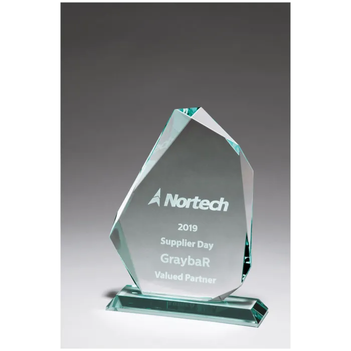 5 1/8" x 7 5/8" Iceberg Series Thick Jade Glass Award