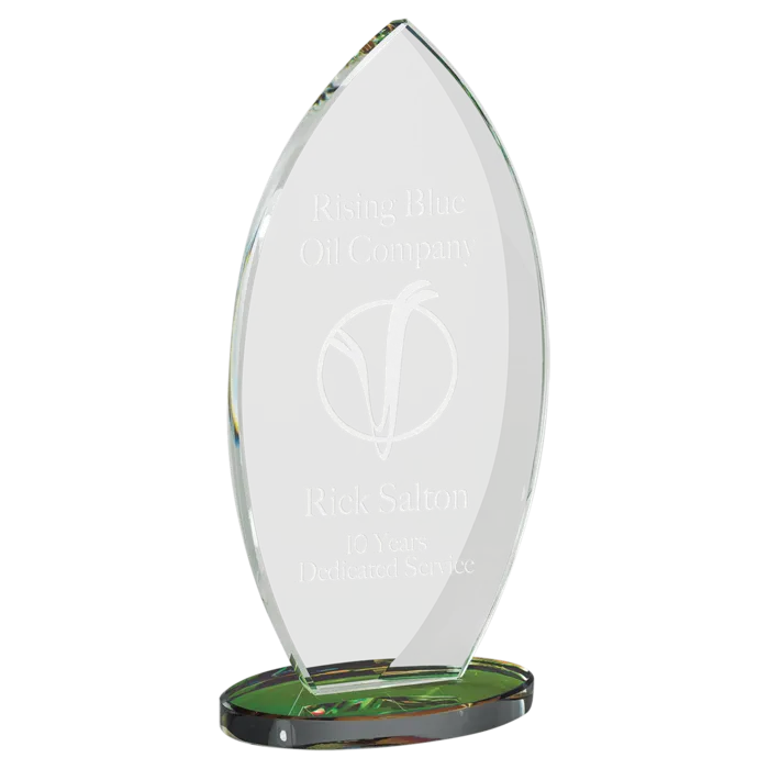 9 7/8" Flame Series Clear Glass Award with Prism-Effect Base