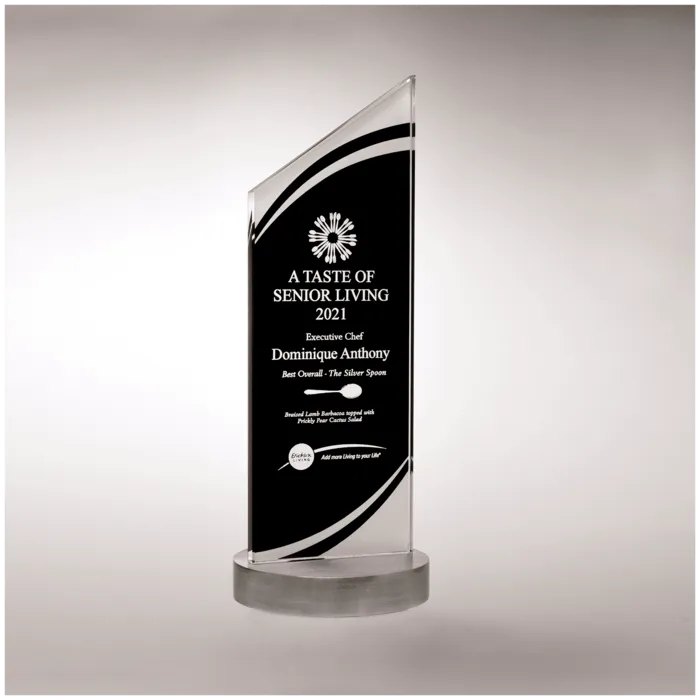 3 1/2" x 10 7/8" x 3/8" Thick Zenith Series Black Silkscreened Glass with Frosted Accents, Heavy Aluminum Base