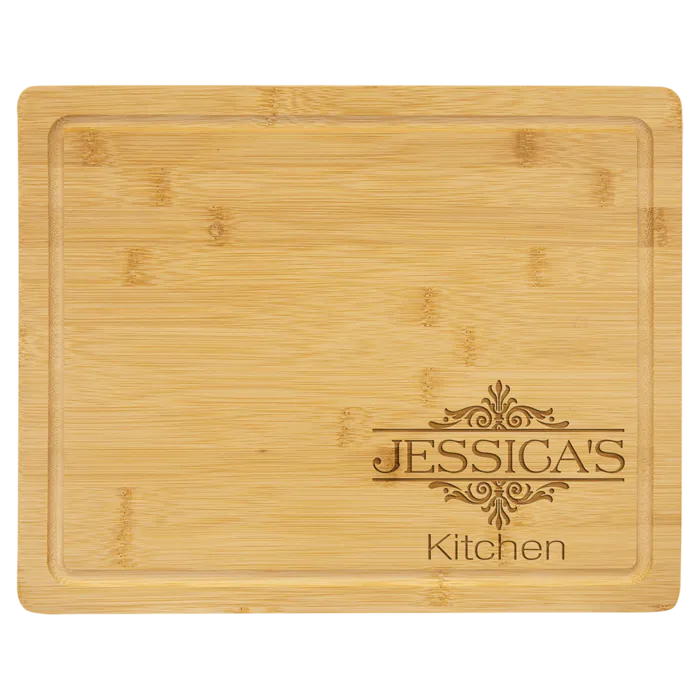 13 3/4" x 11" Bamboo Cutting Board with Drip Ring
