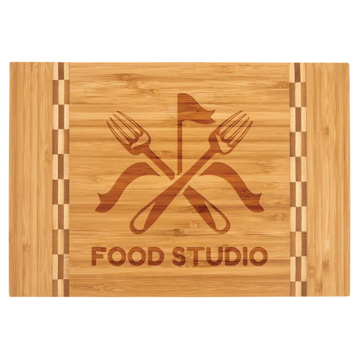12" x 8 1/4" Bamboo Cutting Board with Butcher Block Inlay