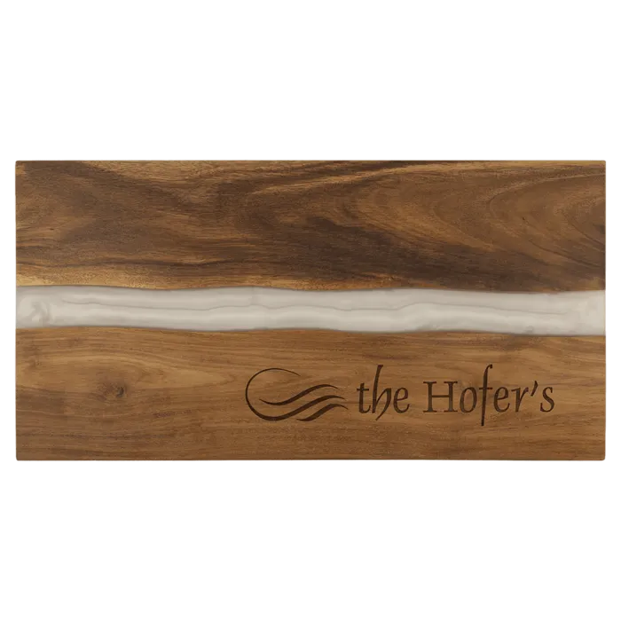 Acacia Serving Board with White Pearl Resin
