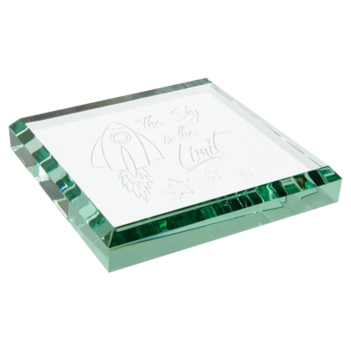 3" x 3" x 1/2" Jade Glass Paperweight