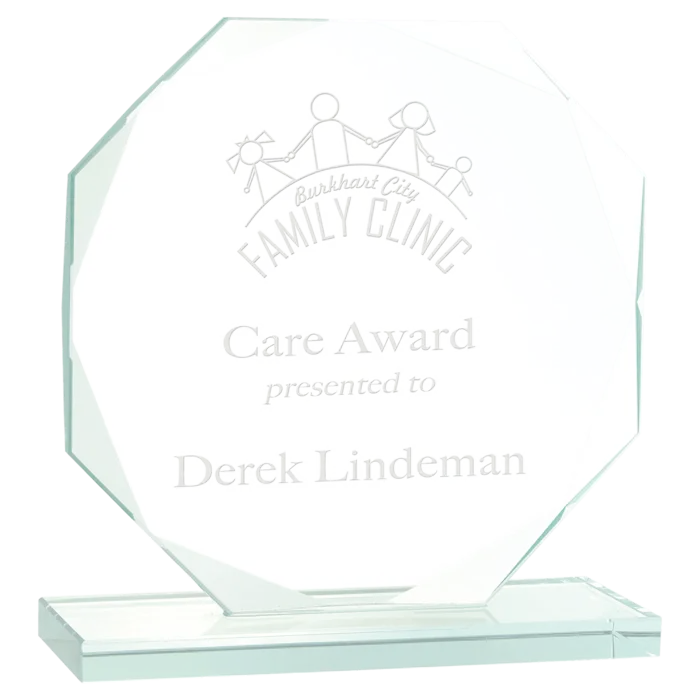 6 1/2" Octagon Jade Glass Award