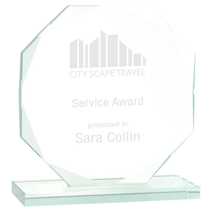 7 1/2" Octagon Jade Glass Award