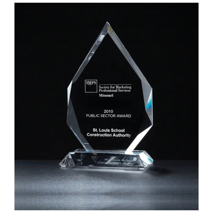 5" x 7 5/8" Flame Series Multi-Faceted Optical Crystal Award