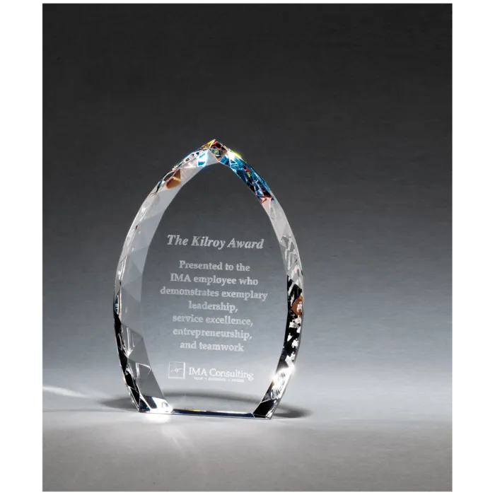 6" x 8" x 1 1/8" (Tapered) Crystal Flame with Jeweled Edge and Prism-Effect
