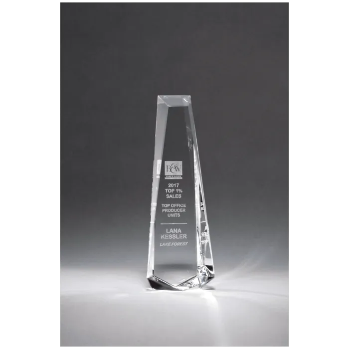 5 1/8" x 11" x 2" (Tapered) Crystal Obelisk