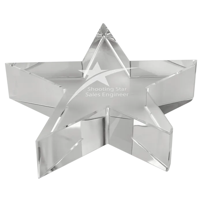 4 1/8" x 7/8" Thick Crystal Star Paperweight